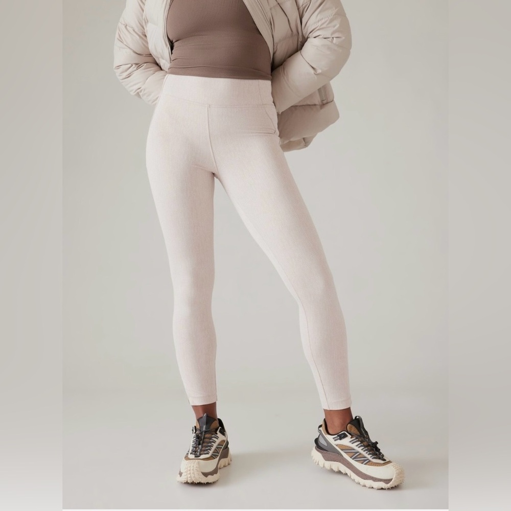 NWOT Athleta DELANCEY SKYLINE TIGHT, Cream Braiden Texture SIZE XL
